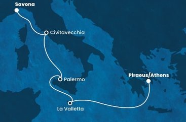 Itálie, Malta, Řecko ze Savony na lodi Costa Fortuna