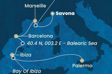 Itálie, Francie, Španělsko ze Savony na lodi Costa Toscana