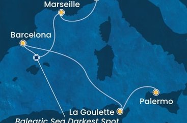 Itálie, Francie, Španělsko, Tunisko, Sicílie ze Savony na lodi Costa Pacifica