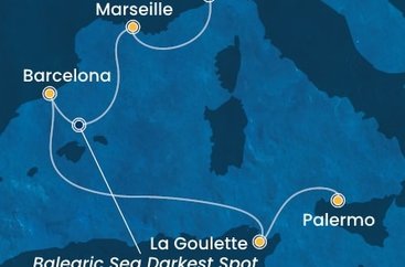 Itálie, Francie, Španělsko, Tunisko ze Savony na lodi Costa Pacifica