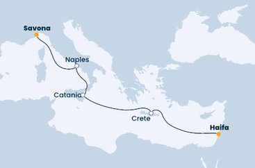 Itálie, Řecko, Izrael ze Savony na lodi Costa Pacifica