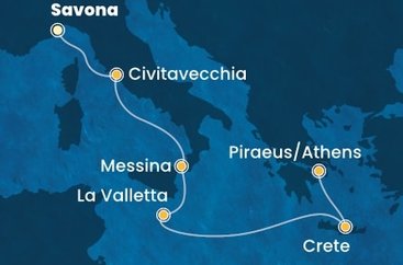 Itálie, Malta, Řecko ze Savony na lodi Costa Fortuna