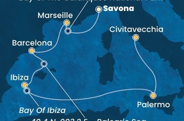 Itálie, Francie, Španělsko ze Savony na lodi Costa Toscana