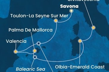 Itálie, Francie, Španělsko ze Savony na lodi Costa Pacifica