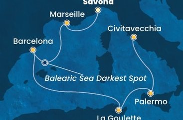 Itálie, Francie, Španělsko, Tunisko, Sicílie ze Savony na lodi Costa Pacifica