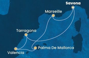 Itálie, Španělsko, Francie ze Savony na lodi Costa Diadema
