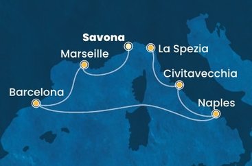Itálie, Francie, Španělsko ze Savony na lodi Costa Toscana