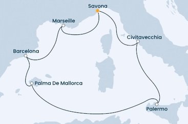 Itálie, Francie, Španělsko ze Savony na lodi Costa Smeralda
