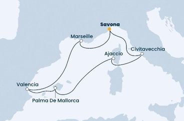Itálie, Francie, Španělsko ze Savony na lodi Costa Diadema