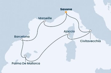 Itálie, Francie, Španělsko ze Savony na lodi Costa Diadema