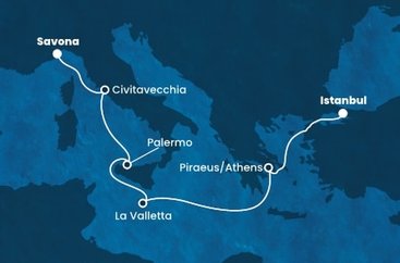 Itálie, Malta, Řecko, Turecko ze Savony na lodi Costa Fortuna
