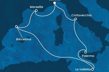 Itálie, Malta, Španělsko, Francie ze Savony na lodi Costa Fortuna