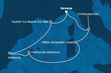 Itálie, Francie, Španělsko ze Savony na lodi Costa Pacifica