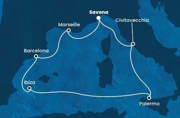 Itálie, Francie, Španělsko ze Savony na lodi Costa Toscana