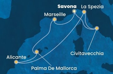 Itálie, Francie, Španělsko ze Savony na lodi Costa Pacifica