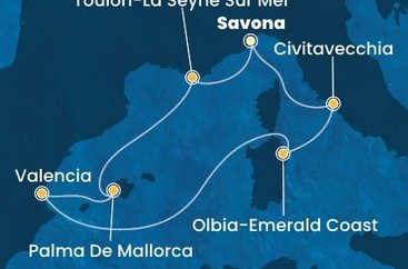 Itálie, Francie, Španělsko ze Savony na lodi Costa Pacifica