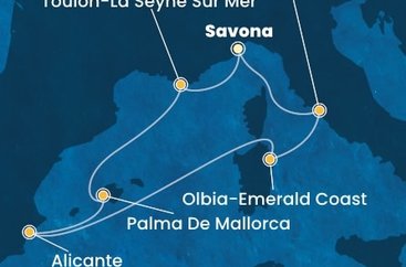 Itálie, Francie, Španělsko ze Savony na lodi Costa Pacifica