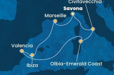Itálie, Francie, Španělsko ze Savony na lodi Costa Pacifica