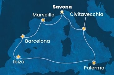 Itálie, Francie, Španělsko ze Savony na lodi Costa Smeralda