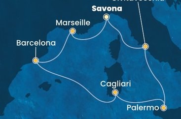 Itálie, Francie, Španělsko ze Savony na lodi Costa Smeralda