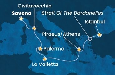 Itálie, Malta, Řecko, Turecko ze Savony na lodi Costa Fortuna