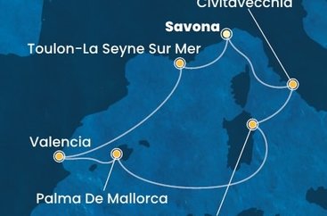 Itálie, Francie, Španělsko ze Savony na lodi Costa Pacifica