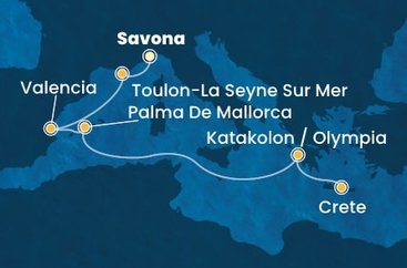 Itálie, Francie, Španělsko, Řecko ze Savony na lodi Costa Pacifica
