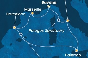 Itálie, Francie, Španělsko ze Savony na lodi Costa Toscana