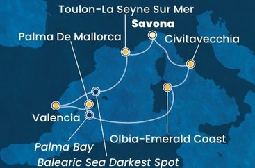 Itálie, Francie, Španělsko ze Savony na lodi Costa Pacifica
