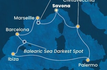 Itálie, Francie, Španělsko ze Savony na lodi Costa Smeralda