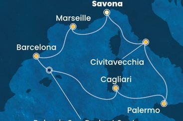 Itálie, Francie, Španělsko ze Savony na lodi Costa Smeralda