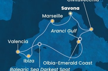 Itálie, Francie, Španělsko ze Savony na lodi Costa Pacifica