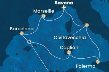 Itálie, Francie, Španělsko, Sardinie, Sicílie ze Savony na lodi Costa Pacifica