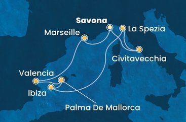 Itálie, Francie, Španělsko ze Savony na lodi Costa Pacifica
