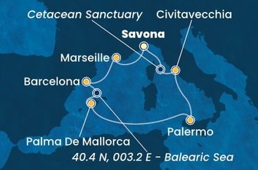 Itálie, Francie, Španělsko ze Savony na lodi Costa Smeralda
