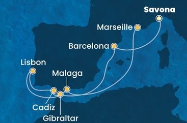Itálie, Španělsko, Velká Británie, Portugalsko, Francie ze Savony na lodi Costa Pacifica