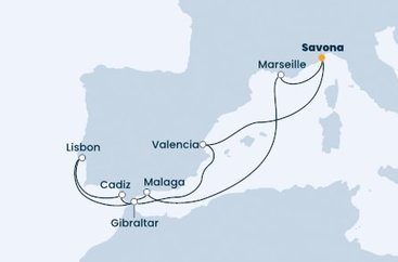 Itálie, Francie, Španělsko, Portugalsko, Velká Británie ze Savony na lodi Costa Fascinosa