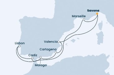 Itálie, Francie, Španělsko, Portugalsko ze Savony na lodi Costa Fascinosa