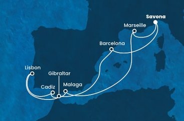 Itálie, Španělsko, Velká Británie, Portugalsko, Francie ze Savony na lodi Costa Fascinosa