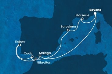 Itálie, Španělsko, Portugalsko, Velká Británie, Francie ze Savony na lodi Costa Fortuna