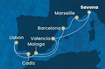 Itálie, Francie, Španělsko, Portugalsko ze Savony na lodi Costa Pacifica