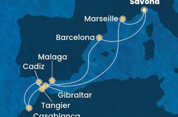 Itálie, Francie, Španělsko, Velká Británie, Maroko ze Savony na lodi Costa Favolosa