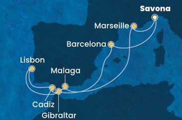 Itálie, Španělsko, Velká Británie, Portugalsko, Francie ze Savony na lodi Costa Pacifica