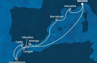 Itálie, Španělsko, Maroko, Velká Británie, Francie ze Savony na lodi Costa Fortuna