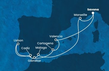 Itálie, Francie, Španělsko, Velká Británie, Portugalsko ze Savony na lodi Costa Favolosa