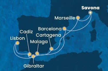 Itálie, Španělsko, Portugalsko, Velká Británie, Francie ze Savony na lodi Costa Diadema