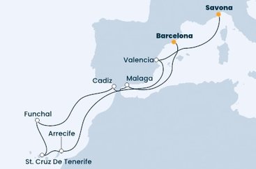 Itálie, Španělsko, Portugalsko ze Savony na lodi Costa Diadema