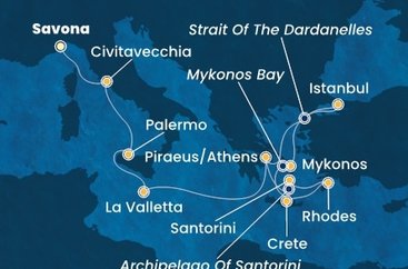 Itálie, Malta, Řecko, Turecko ze Savony na lodi Costa Fortuna