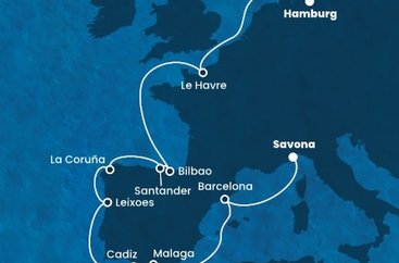 Itálie, Španělsko, Portugalsko, Francie, Německo ze Savony na lodi Costa Favolosa