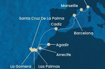 Itálie, Francie, Španělsko, La Gomera, Maroko ze Savony na lodi Costa Fortuna